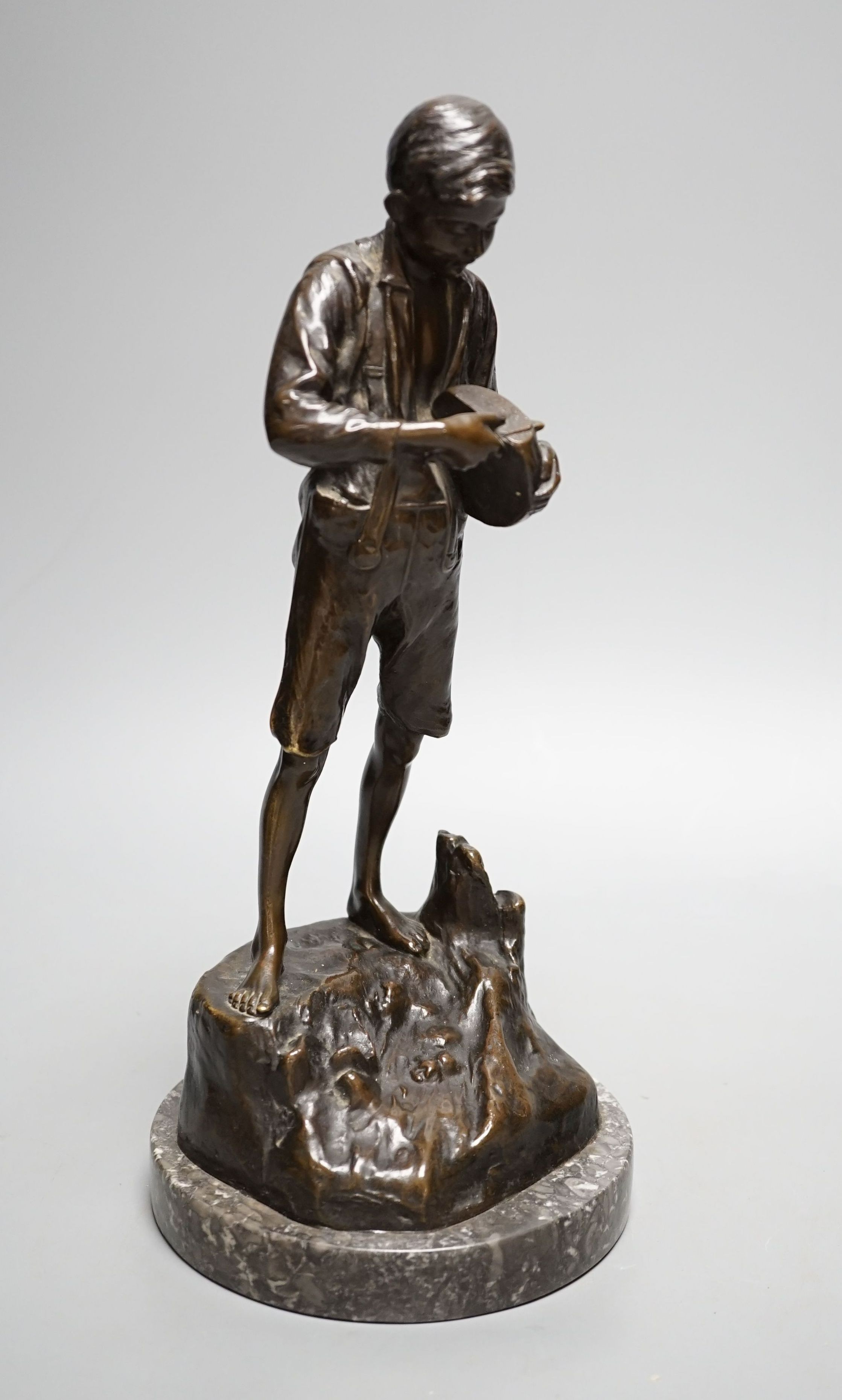 Franz Kucharzyk (1880-1930) bronze figure of a boy - 30cm tall